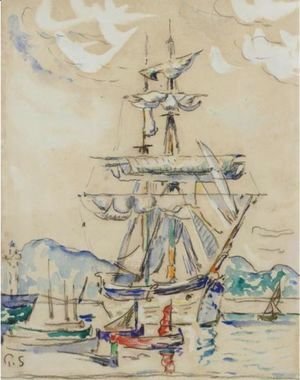 Paul Signac - Two-Masted Sailboat At Anchor
