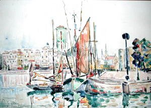 Paul Signac - La Rochelle: Boats and House