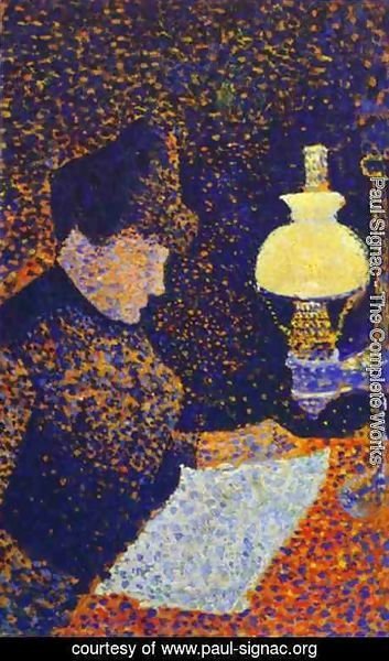 Woman by a lamp, 1890