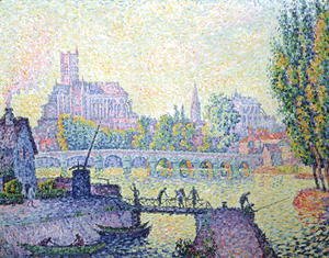 Paul Signac - View of the bridge of Auxerre, 1902