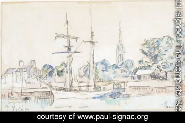 Paul Signac - Sailboat At Dock, Paimpol