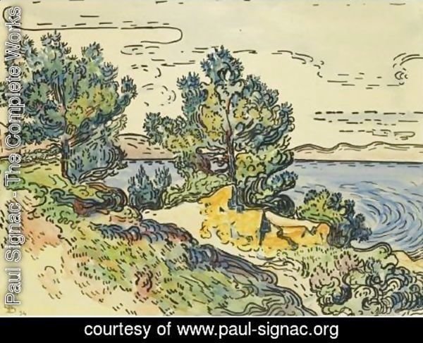 Paul Signac - Paysage Cotier Aux Arbres